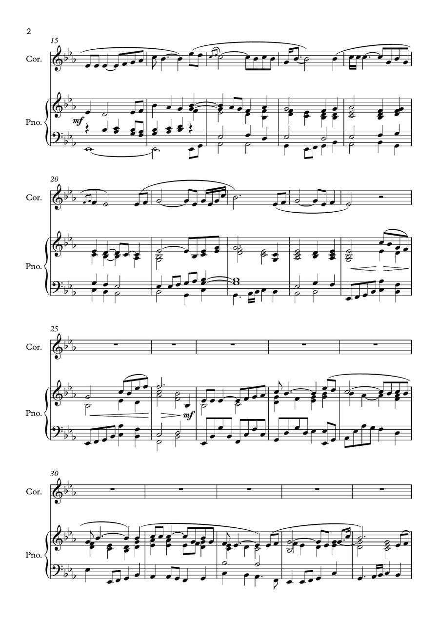 Shenandoah - Cornet/Flugel/Trumpet (or other Bb soloist) and Piano Cornet scores gallery preview page 2