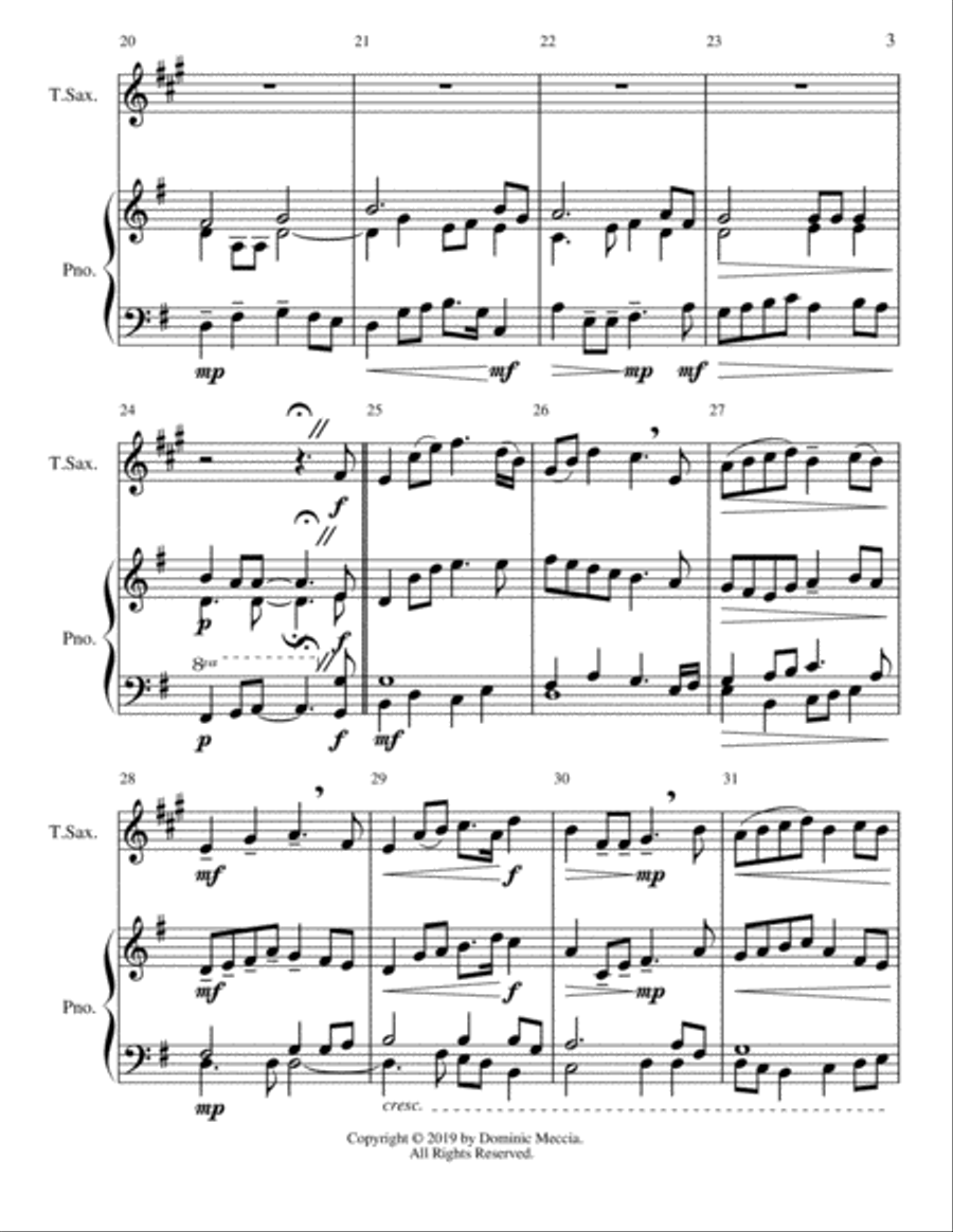 A Mom's Gift- A Tenor Sax and Piano Duet Woodwind Duet scores gallery preview page 3