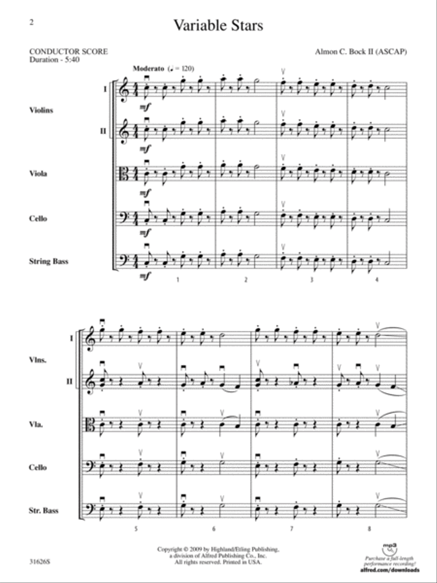 Variable Stars: Score String Orchestra scores gallery preview page 2