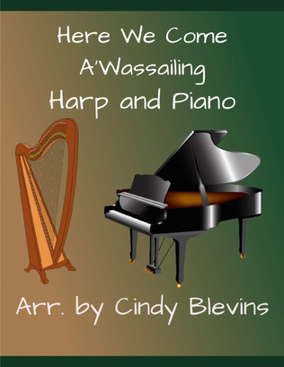 Book cover for Here We Come A-Wassailing, Harp and Piano Duet