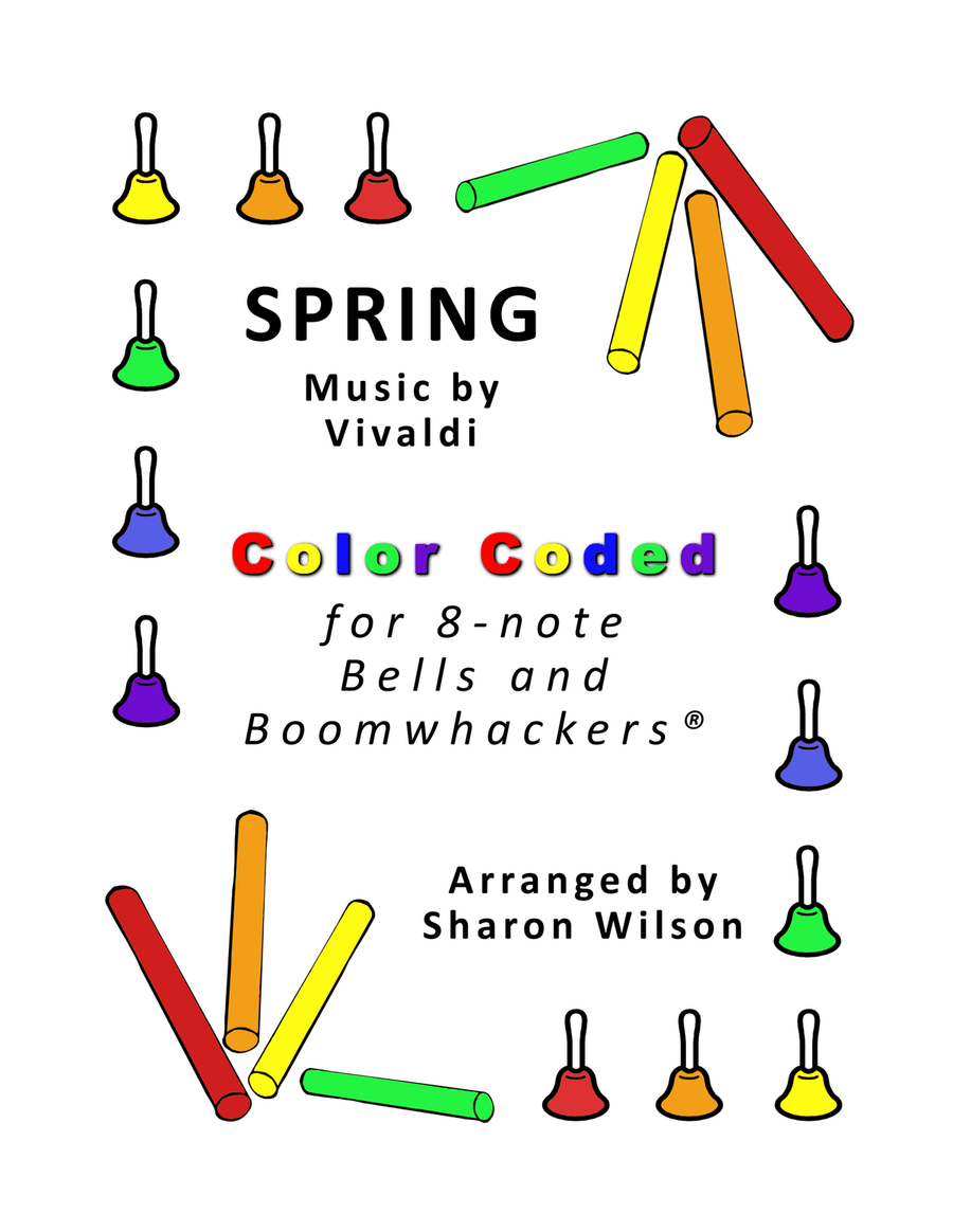 Spring for 8-note Bells and Boomwhackers® (with Color Coded Notes) Handbell Choir scores gallery preview page 1
