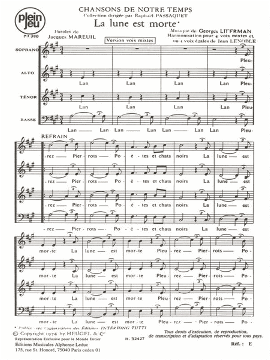 The Moon Is Dead (satb) 4-Part scores gallery preview page 1