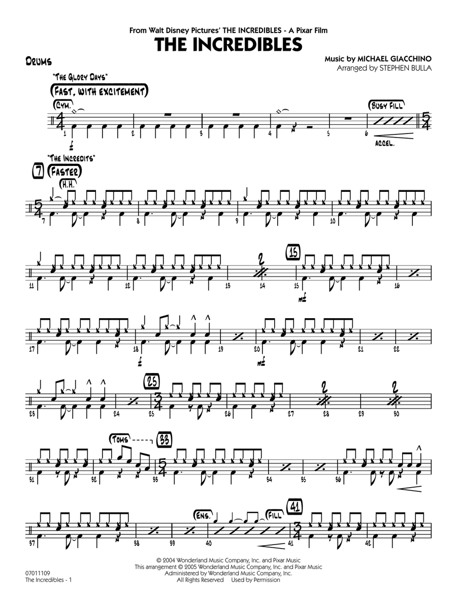The Incredibles (arr. Stephen Bulla) - Drums