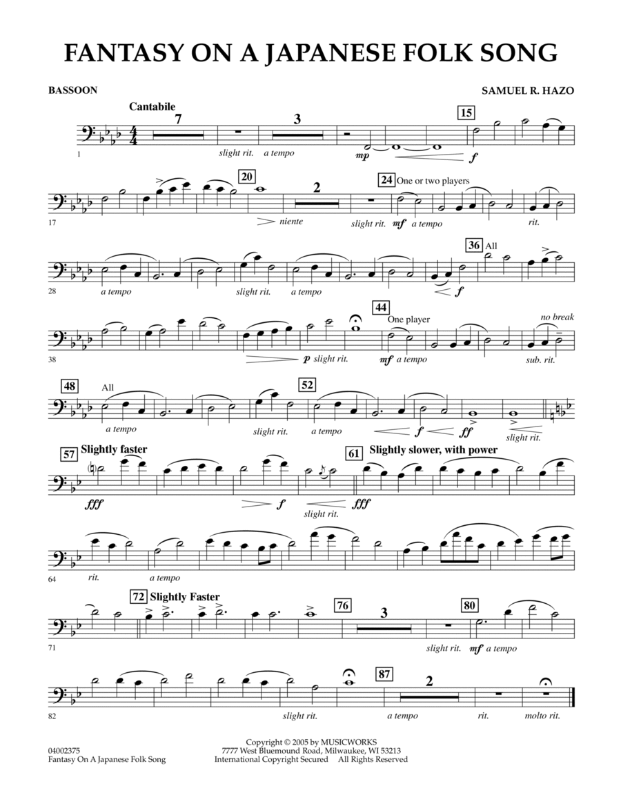 Fantasy On A Japanese Folk Song - Bassoon Bassoon scores gallery preview page 1