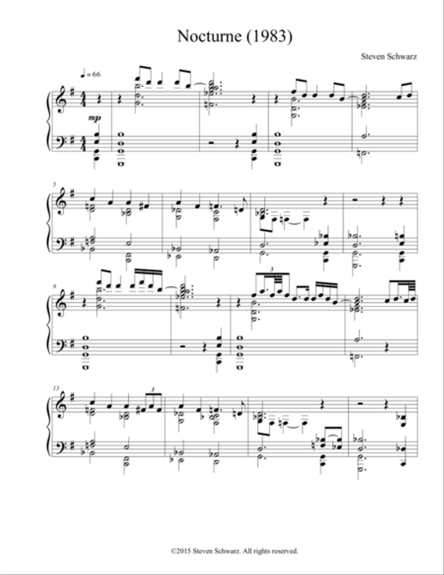Nocturne (1983) Nocturne (1983) Piano Solo scores gallery preview page 1