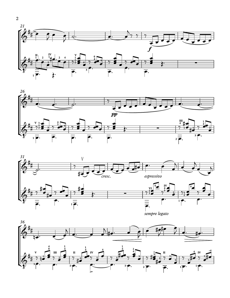 Berceuse (Violin and Guitar) - Score and Parts Berceuse (Violin and Guitar) - Score and Parts String Duet scores gallery preview page 2