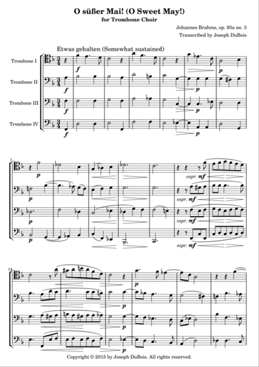 O süßer Mai! O süßer Mai! Brass Ensemble scores gallery preview page 2
