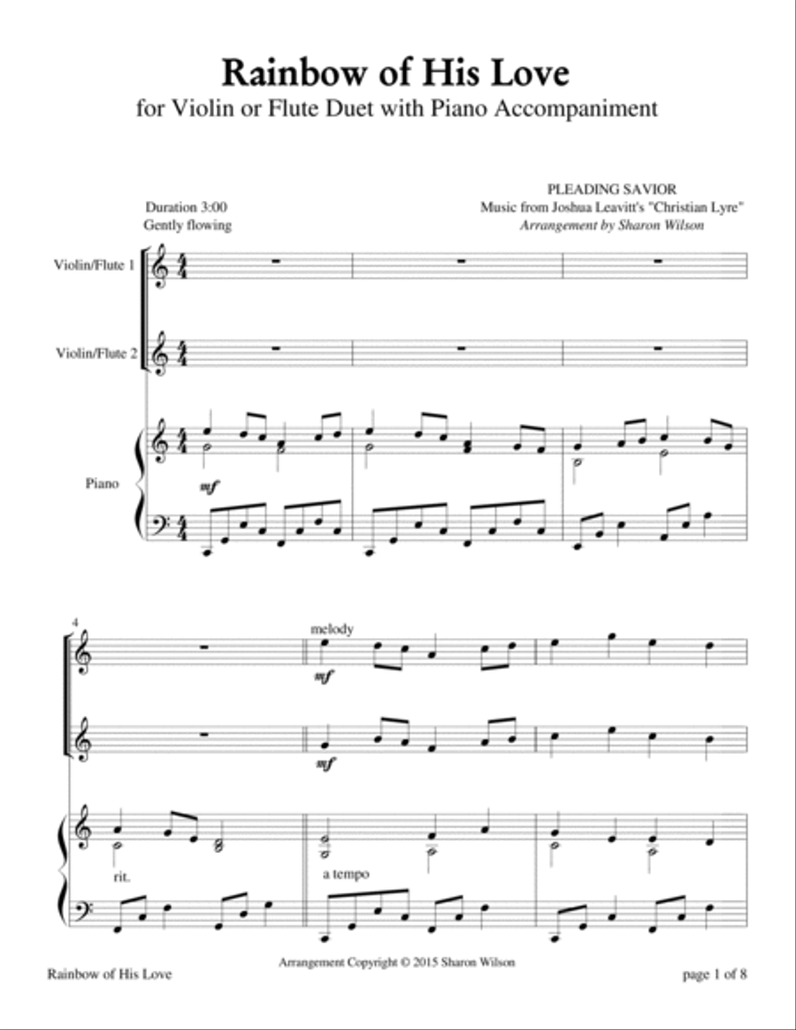Rainbow of His Love (for Violin and/or Flute duet with Piano Accompaniment) Flute scores gallery preview page 3