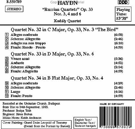 String Quartets Op. 33 Nos. 3 image number null