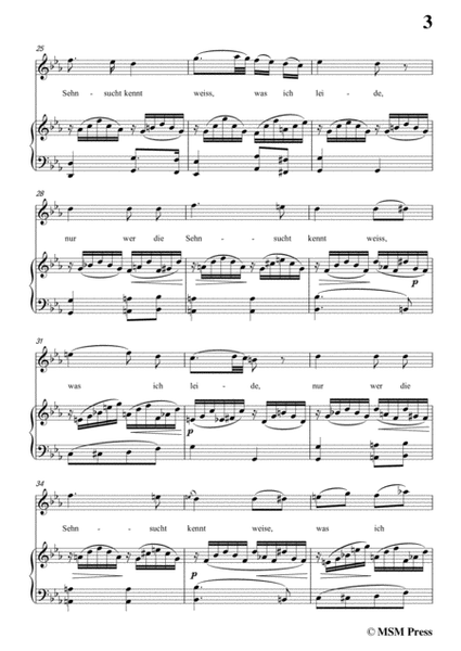 Schubert-Lied der Mignon (earlier Version 1),from 4 Gesänge aus 'Wilhelm Meister',in c minor image number null