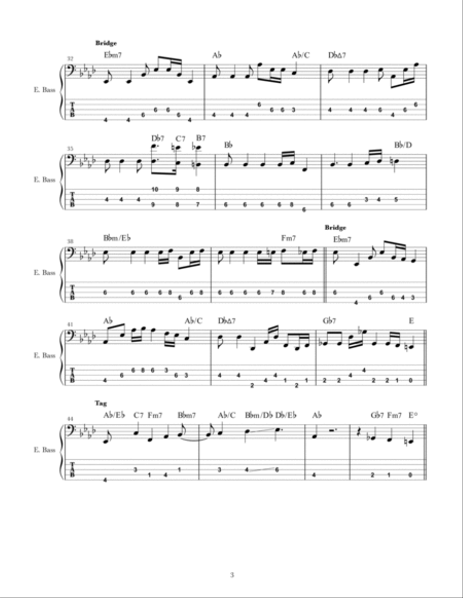 Thank You Bass Guitar scores gallery preview page 3