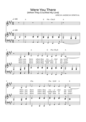 Were You There - for piano and alto in A major with chords