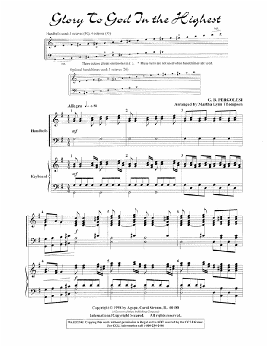 Glory to God in the Highest Piano scores gallery preview page 2