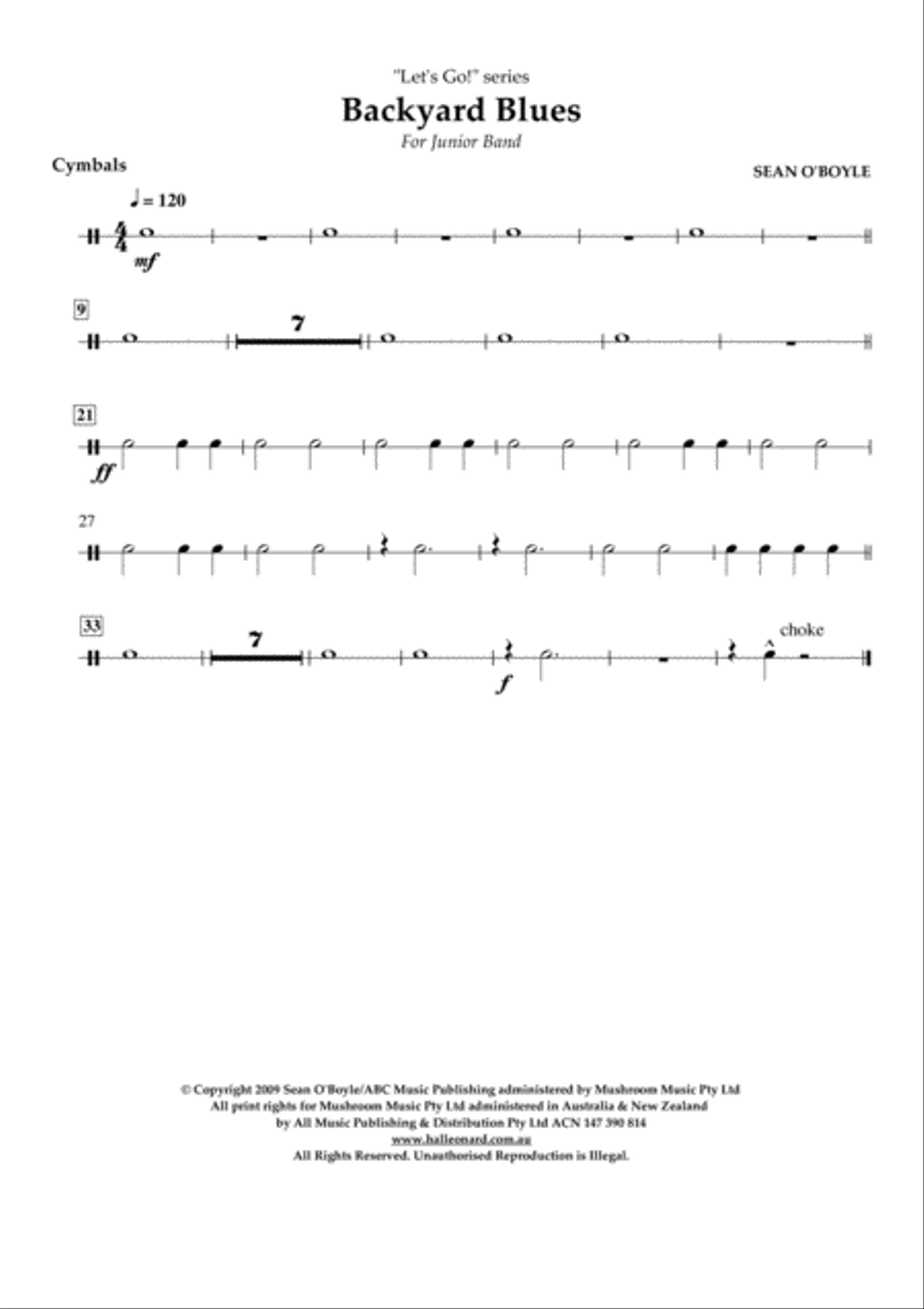 Backyard Blues - Cymbals Concert Band scores gallery preview page 1