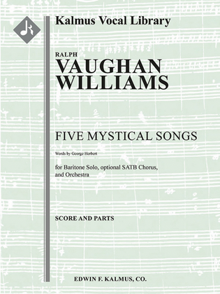 Book cover for Five Mystical Songs for Baritone and Orchestra (and optional Mixed Choir)