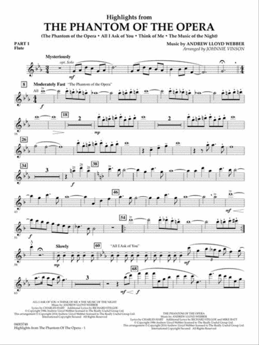 Highlights from The Phantom of the Opera Concert Band scores gallery preview page 6