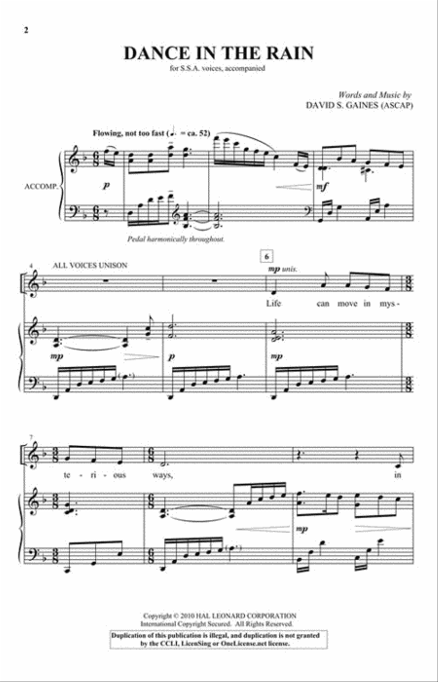 Dance in the Rain Dance in the Rain SSA scores gallery preview page 2