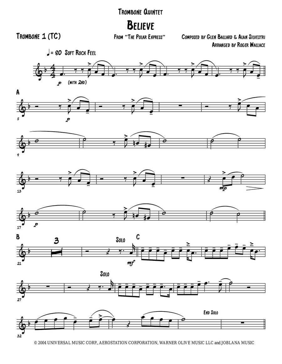 Believe Trombone scores gallery preview page 6