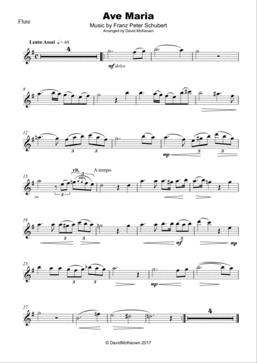 Ave Maria by Franz Schubert, for Flute and Piano Flute Solo scores gallery preview page 2