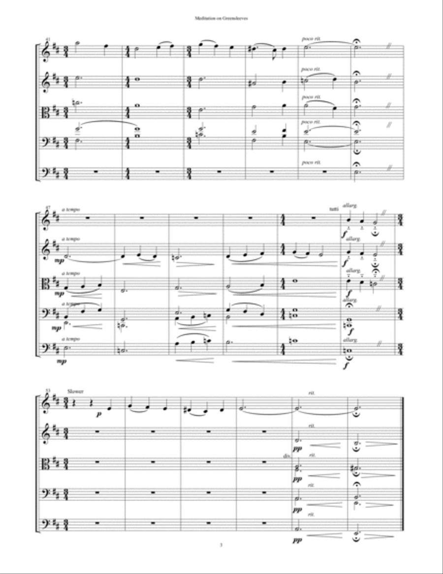 Meditation on Greensleeves (for String Orchestra) String Orchestra scores gallery preview page 3