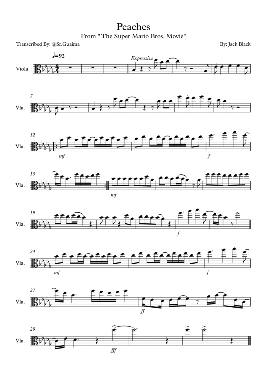Peaches Viola Solo scores gallery preview page 1