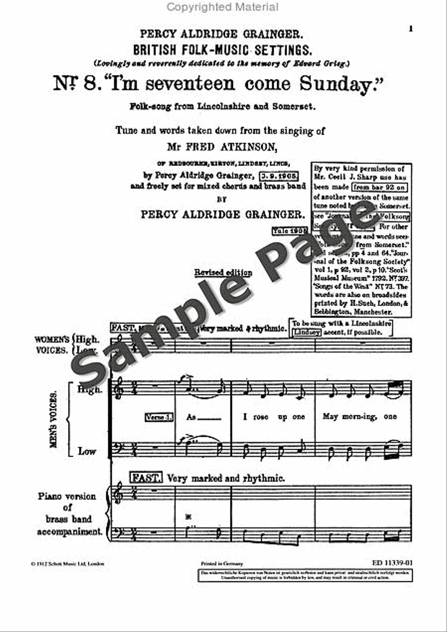 I'm Seventeen Come Sunday 4-Part scores gallery preview page 2