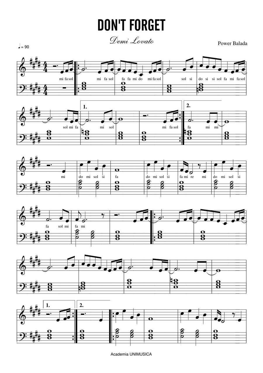 Don't Forget Piano, Vocal scores gallery preview page 1