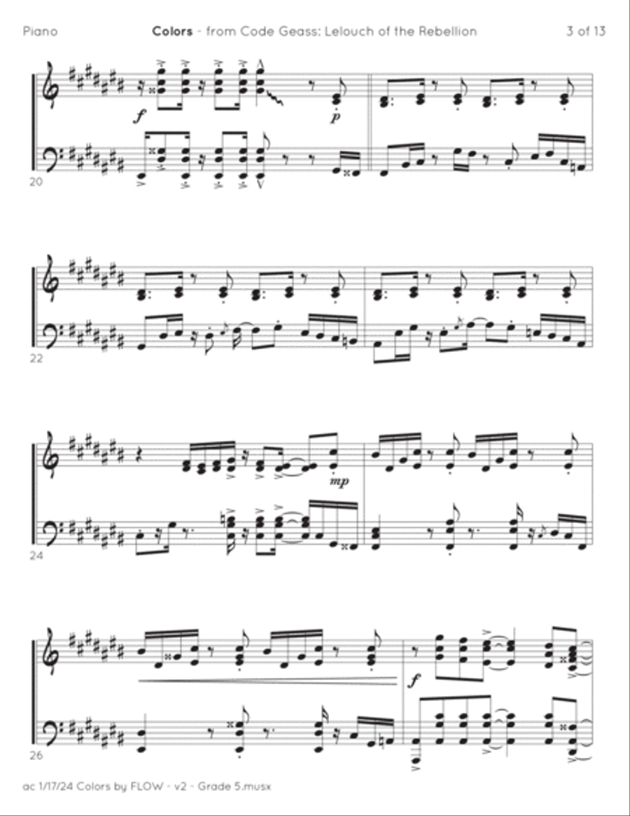 Colors Piano Solo scores gallery preview page 3