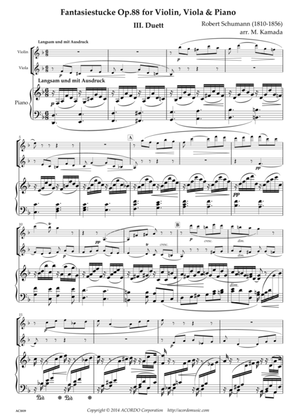 Fantasiestucke Op.88 III Duett for Violin, Viola & Piano