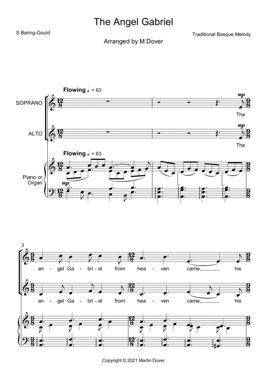 The Angel Gabriel from Heaven came - Gabriel's Message - Two Part Choir SA - Upper Voices SA scores gallery preview page 1
