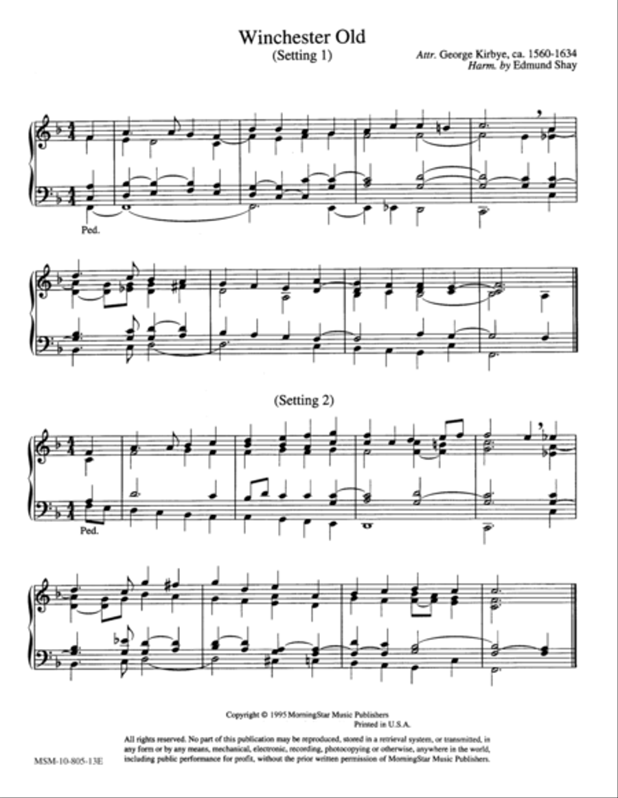 Winchester Old (2 settings) Organ scores gallery preview page 1