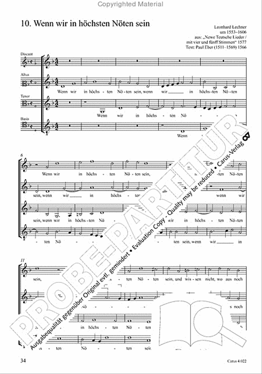 When in the hour of utmost need (Wenn wir in hochsten Noten sein) 4-Part scores gallery preview page 2