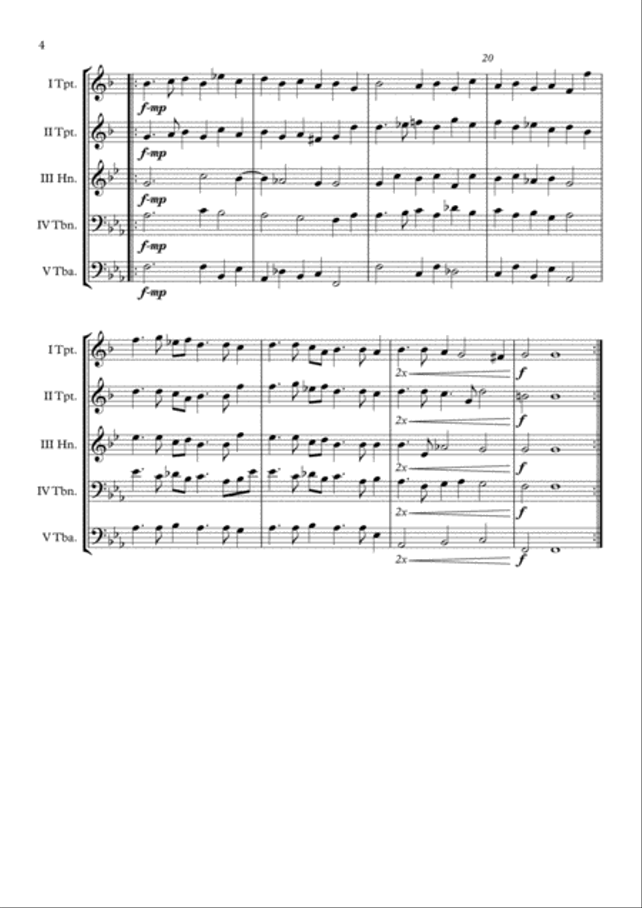 Galliard 2b. (William Brade) Brass Quintet arr. Adrian Wagner Brass Quintet scores gallery preview page 4