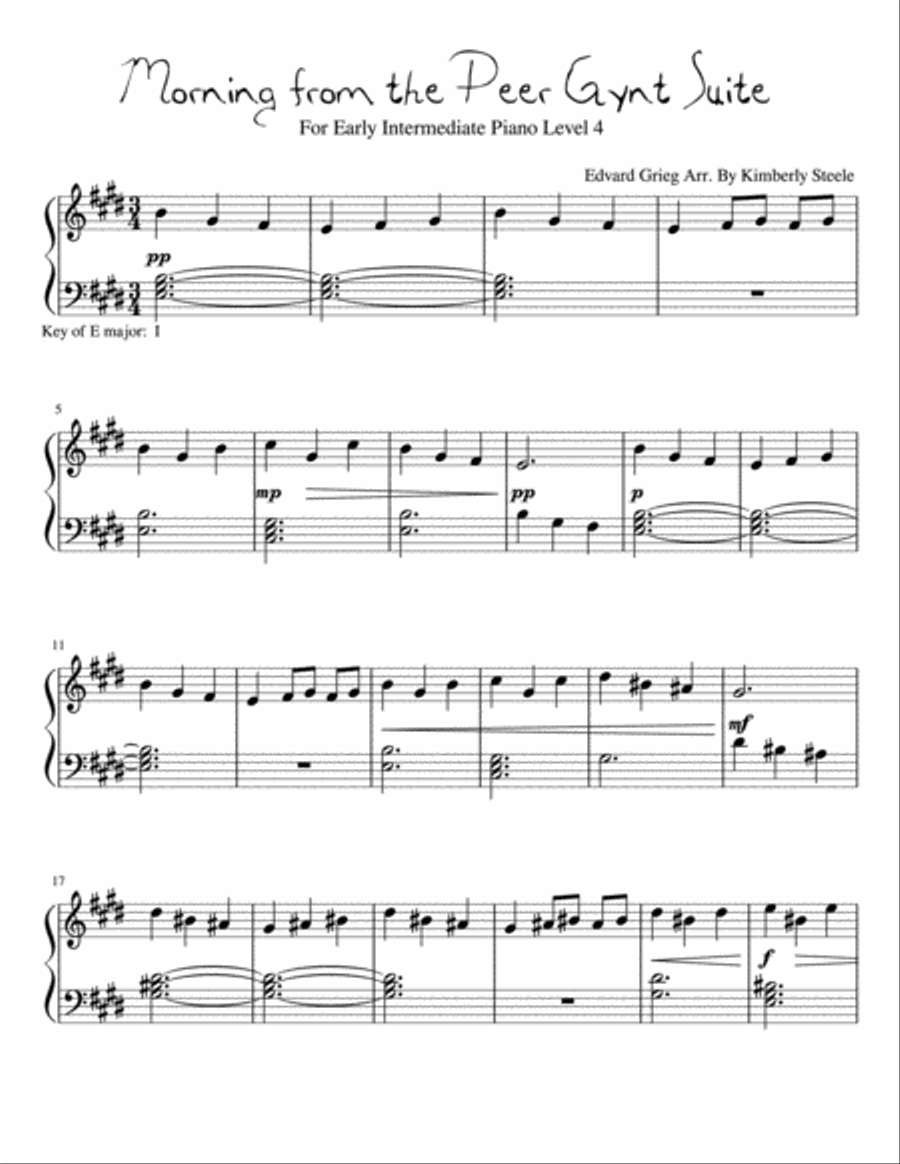 Best Recital: Morning From the Peer Gynt Suite for Early Intermediate Piano Level 4 Piano Solo scores gallery preview page 1