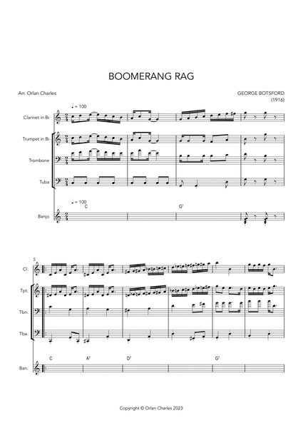 George Botsford - Boomerang Rag (Ragtime) - arranged for Dixieland Group image number null