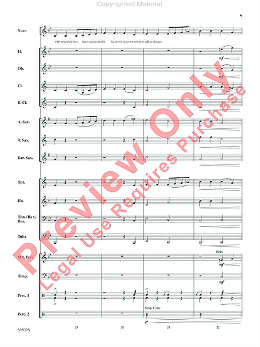 The Gettysburg Address Concert Band scores gallery preview page 10