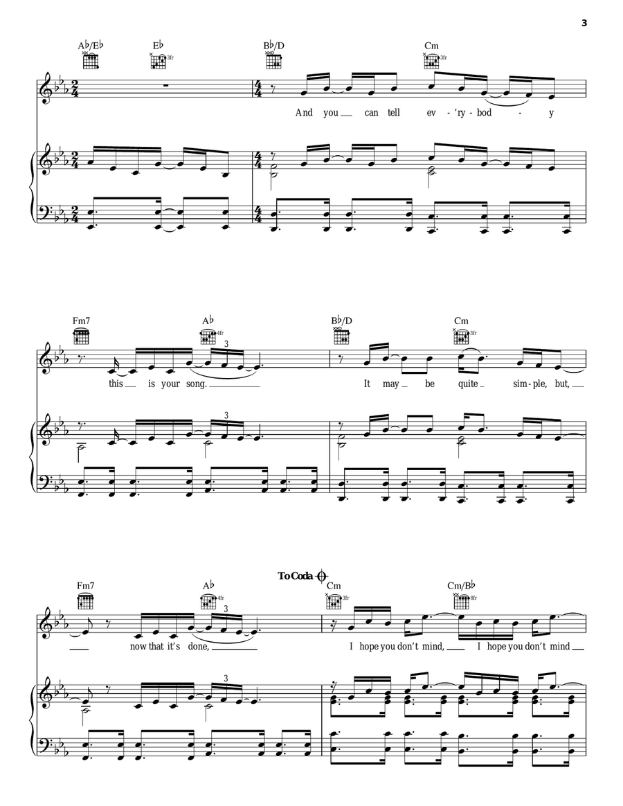 Your Song Piano, Vocal, Guitar scores gallery preview page 3