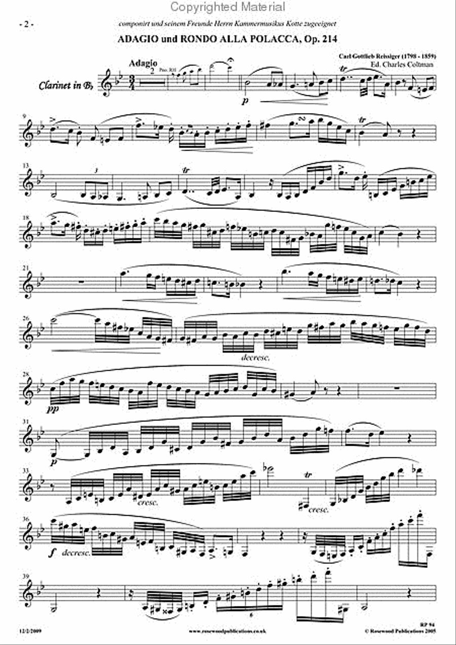 Adagio & Rondo-Polacca, Op. 214 Clarinet Solo scores gallery preview page 3