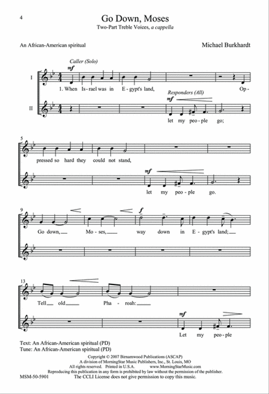 Go Down, Moses SA scores gallery preview page 4