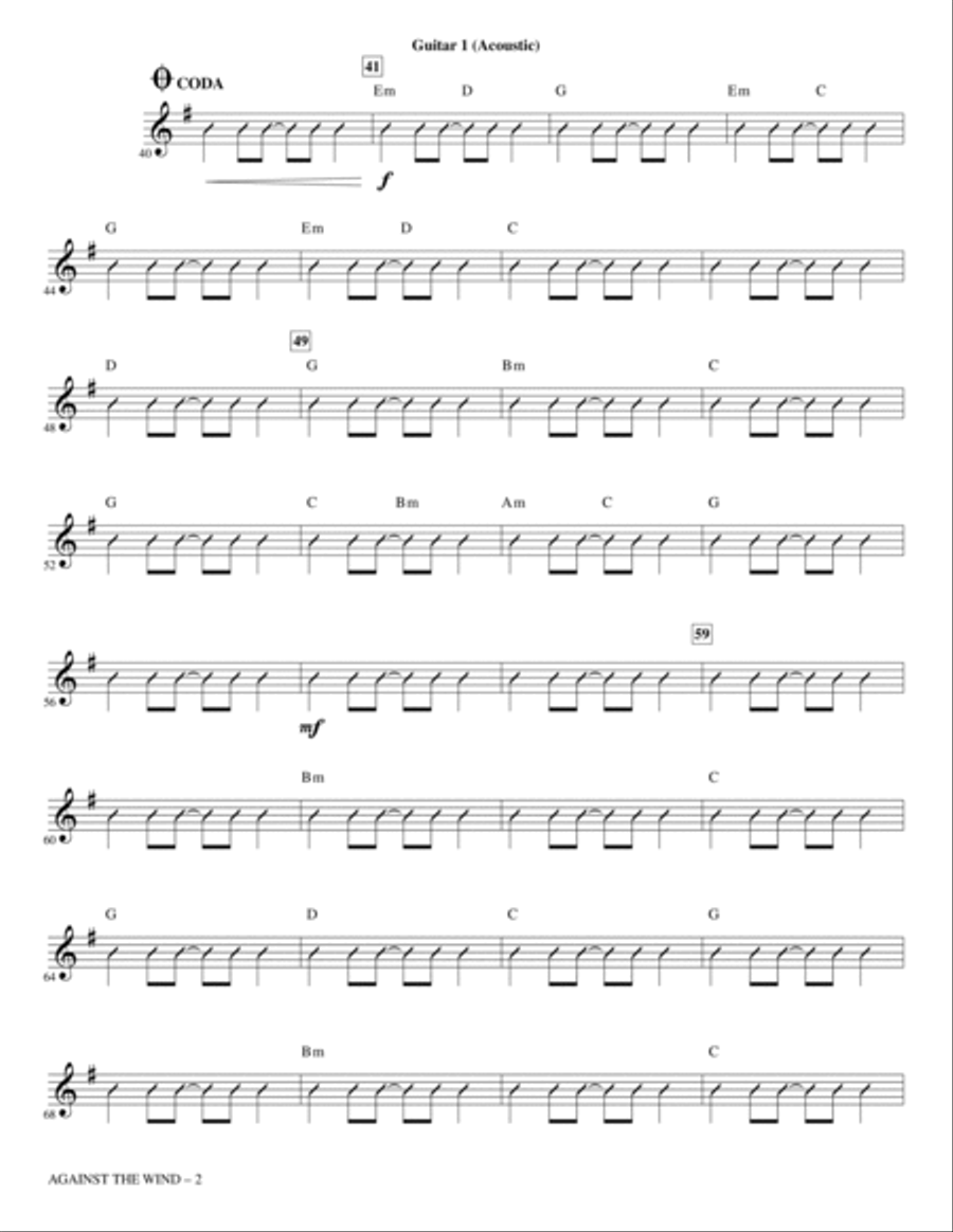 Against the Wind - Guitar 1 Choir scores gallery preview page 2