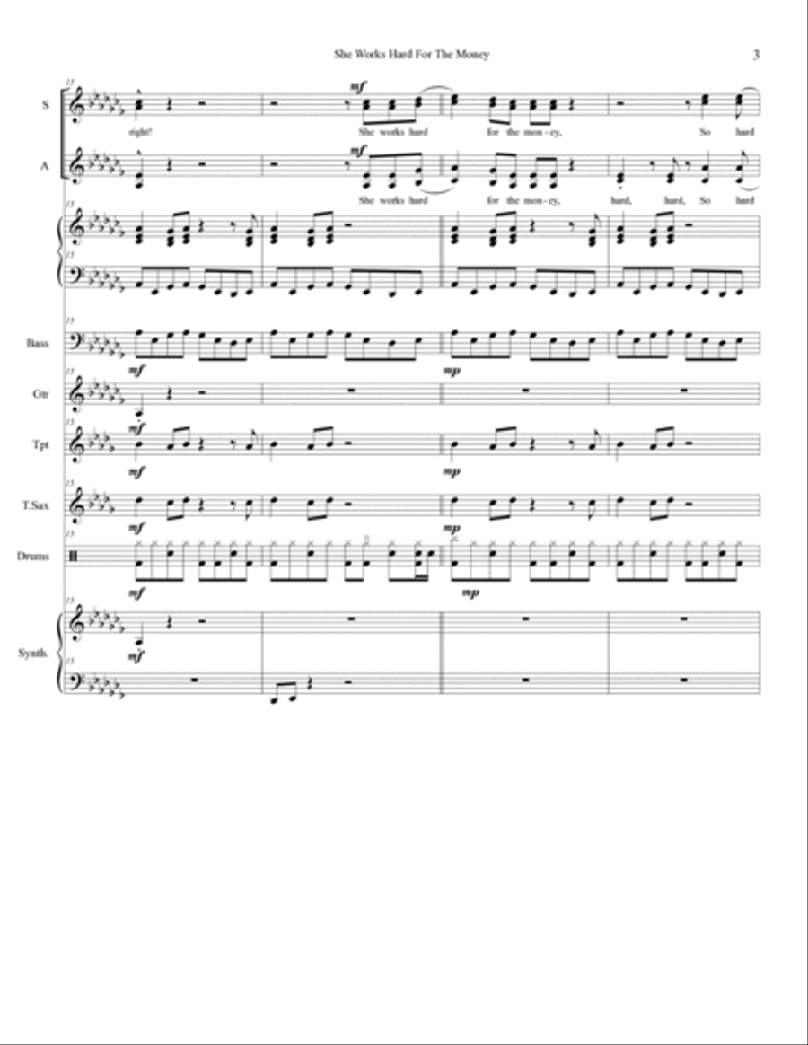 She Works Hard For The Money Tenor Saxophone scores gallery preview page 3
