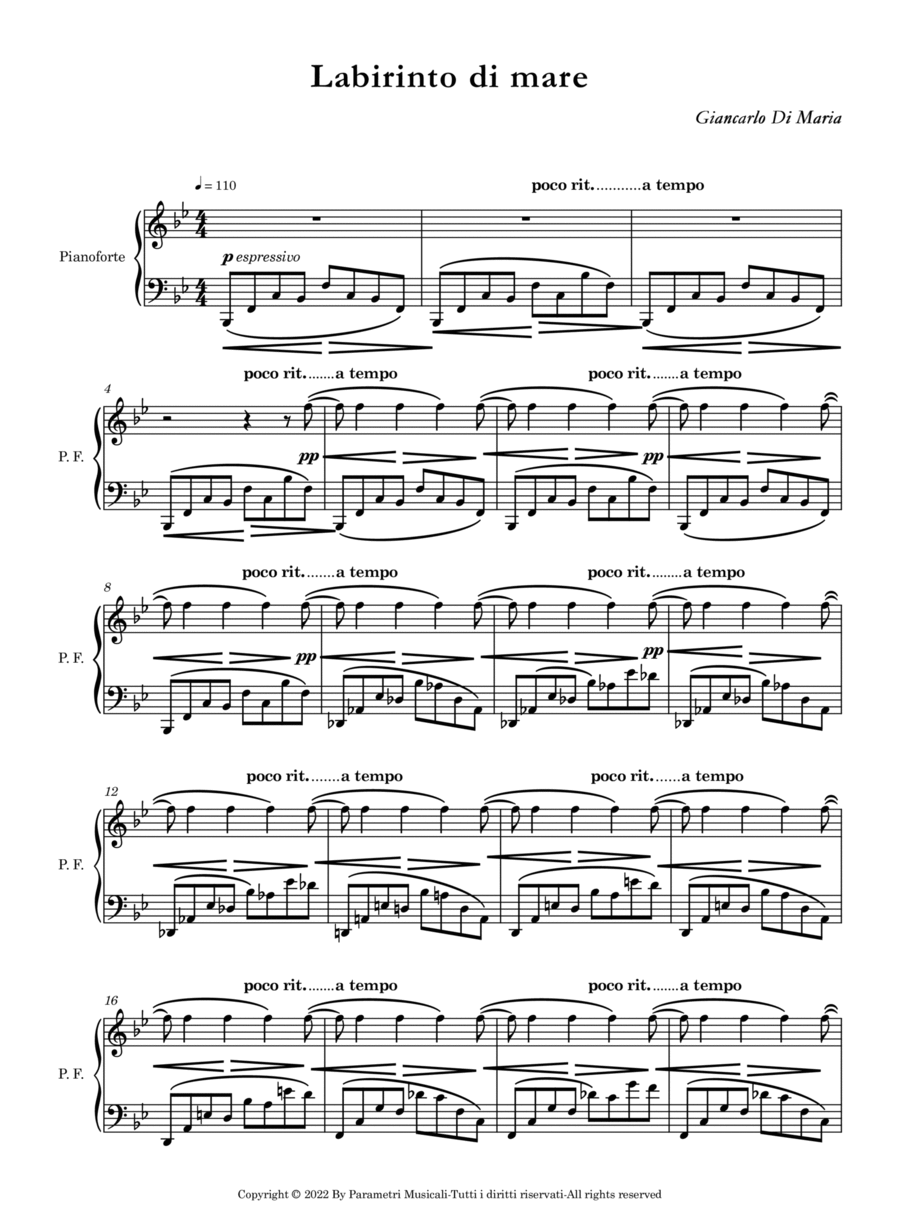 Labirinto di mare Labirinto di mare Piano Solo scores gallery preview page 1