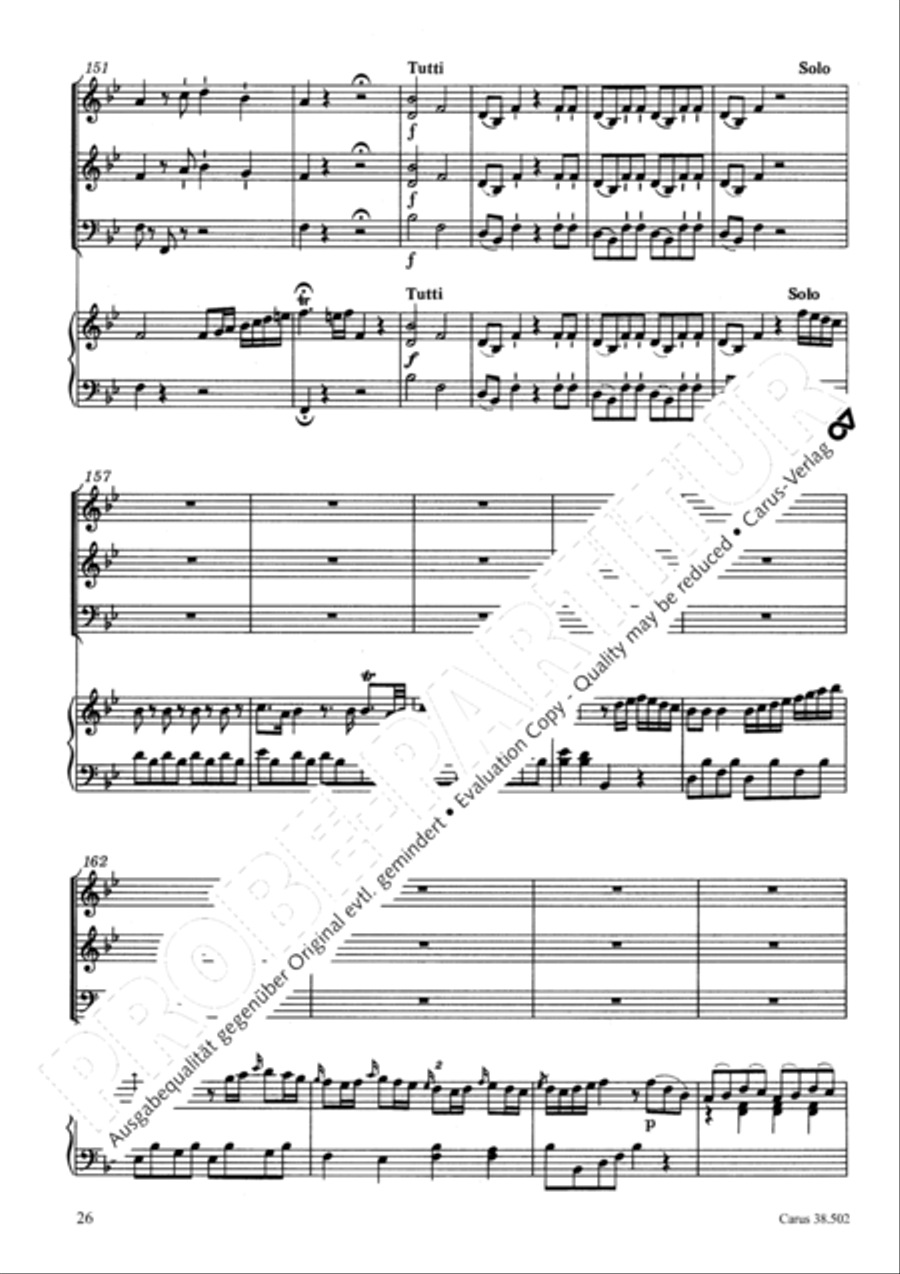 Organ Concerto in B flat major (Orgelkonzert in B) Violin scores gallery preview page 29