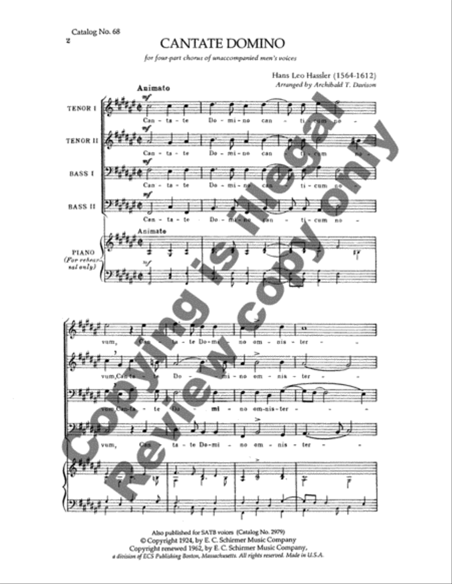 Cantate Domino (O Sing Unto the Lord) TTBB scores gallery preview page 3