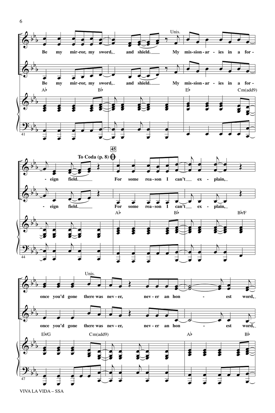 Viva La Vida (arr. Mark Brymer) SSA scores gallery preview page 5