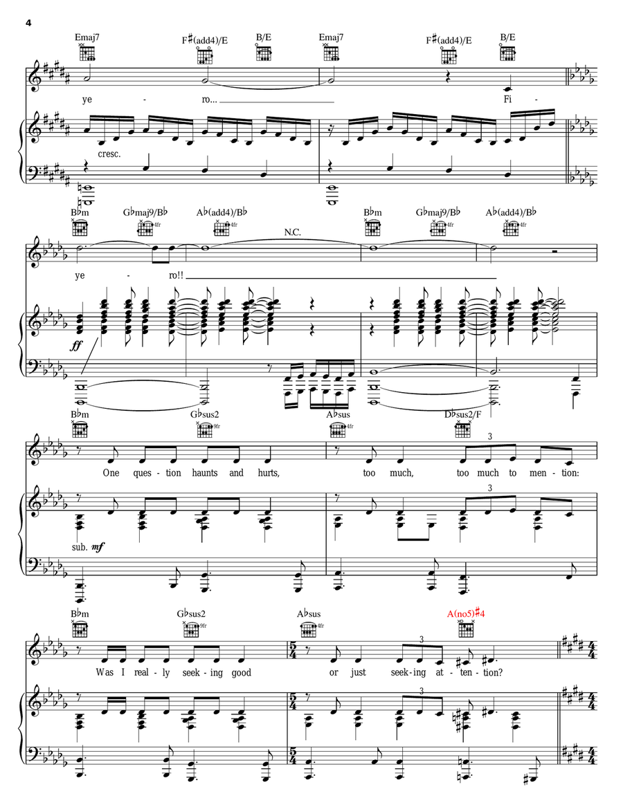 No Good Deed (from Wicked) Piano, Vocal, Guitar scores gallery preview page 4