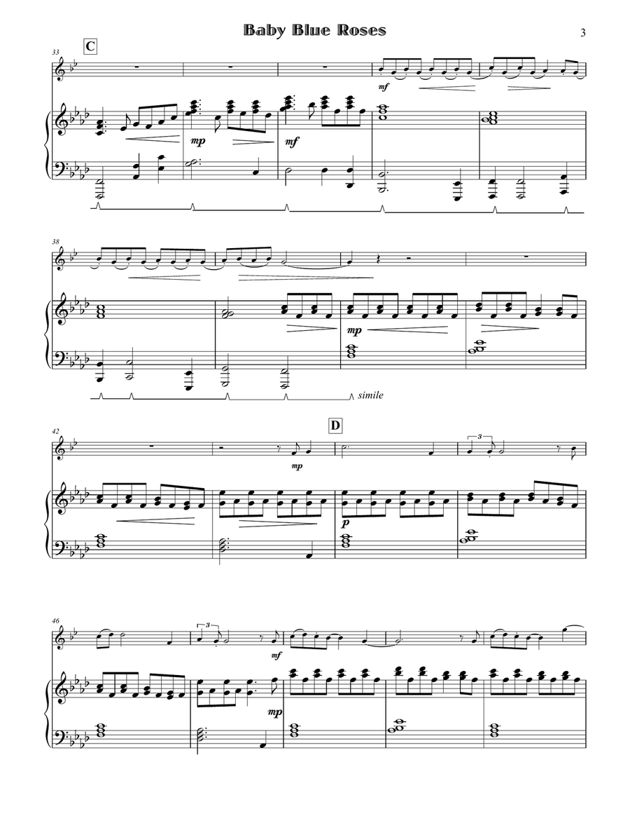 Baby Blue Roses for trumpet & piano Trumpet Solo scores gallery preview page 5