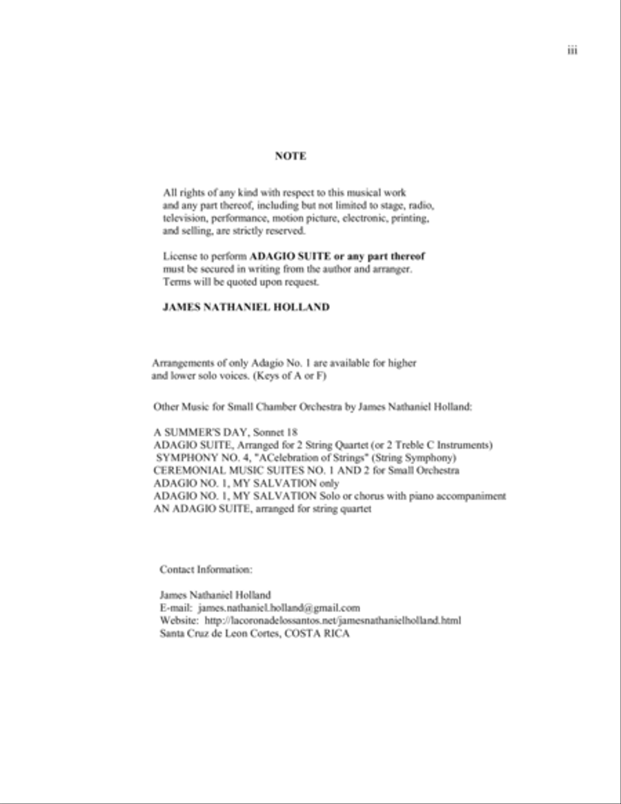 An Adagio Suite, in Three Movements for Small Orchestra, Solo Voices, SATB Chorus(or Various Combina 4-Part scores gallery preview page 3
