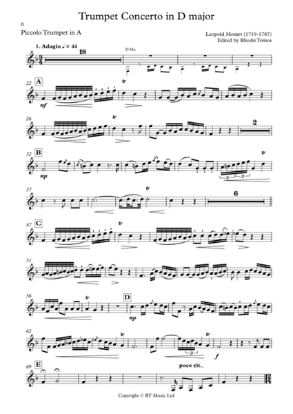 Leopold Mozart - Trumpet Concerto in D major - solo parts