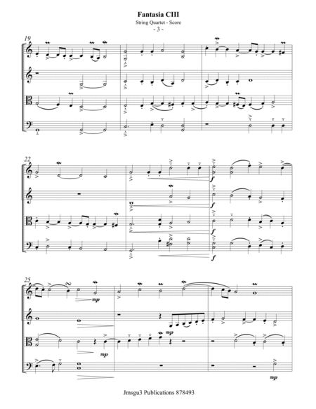 Byrd: Fantasia CIII for String Quartet - Score Only image number null
